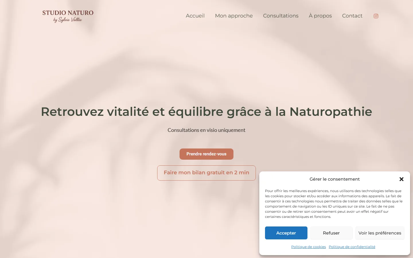 Site internet de la naturopathe Studio Naturo dans l'Oise